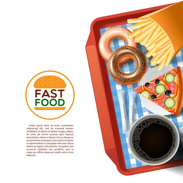 Fast food tray background poster — Stock Vector