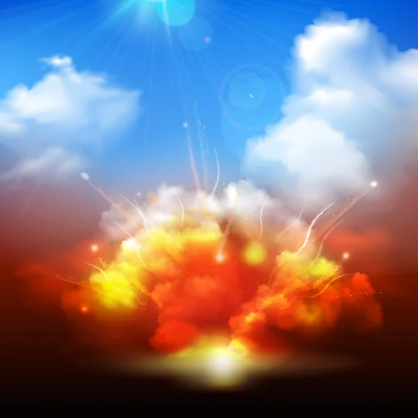 Explosion clouds and blue sky banner — Stock Vector