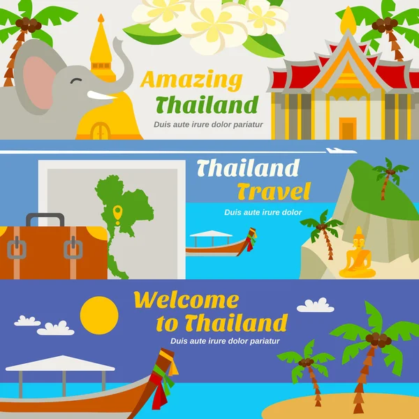 Tayland seyahat afiş kümesi — Stok Vektör