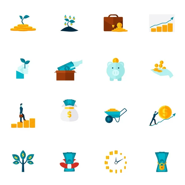 Investeringen platte Icon Set — Stockvector