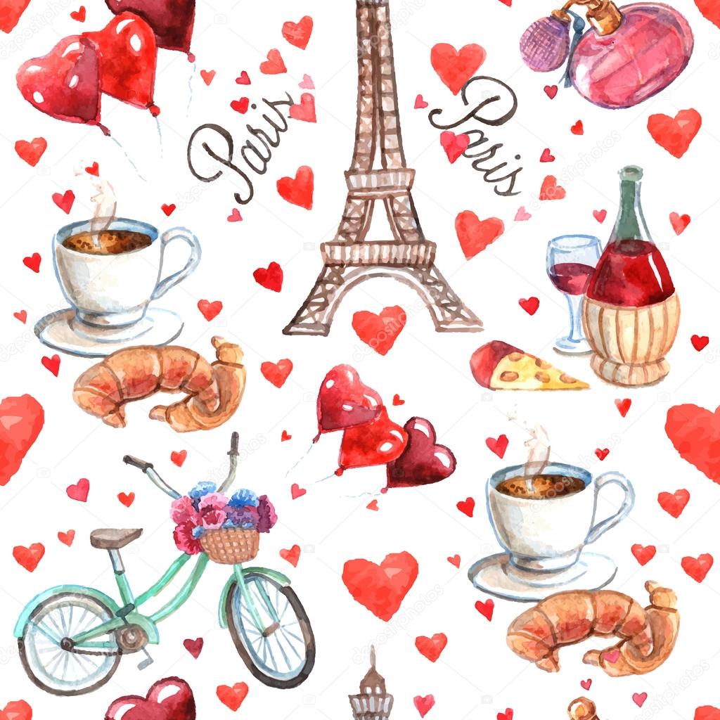 Paris seamless souvenir wrap paper pattern