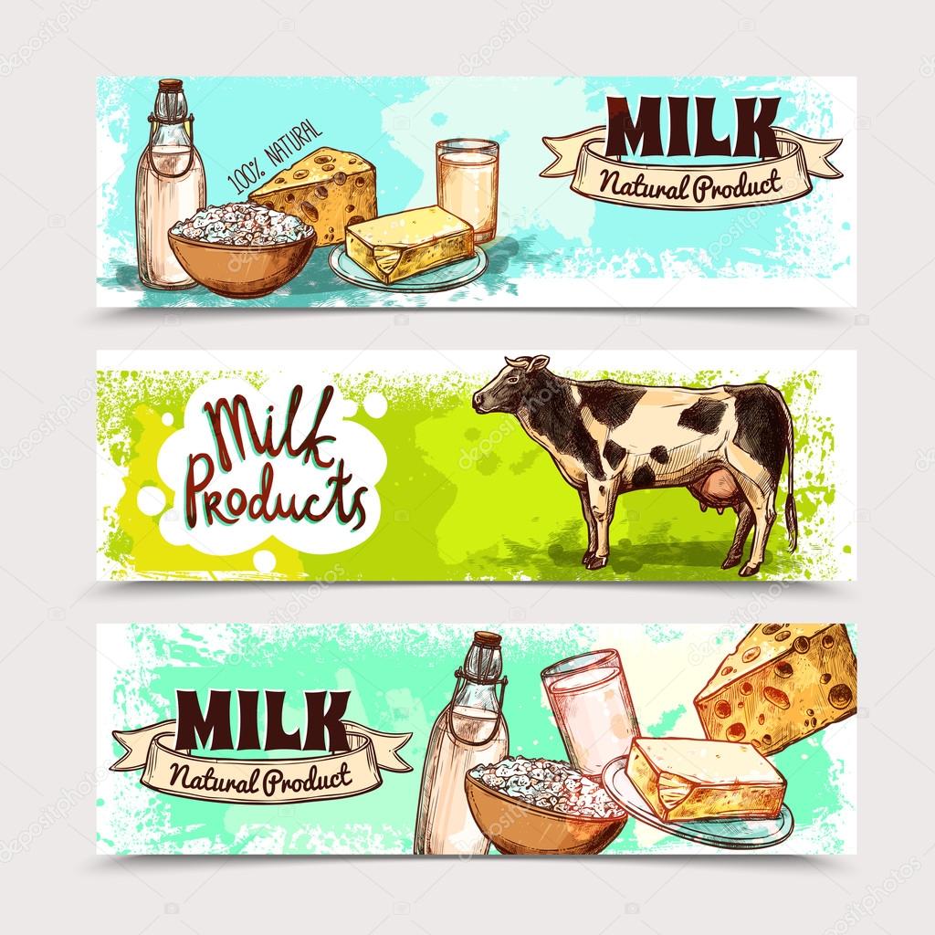 Milk Products Banner Set