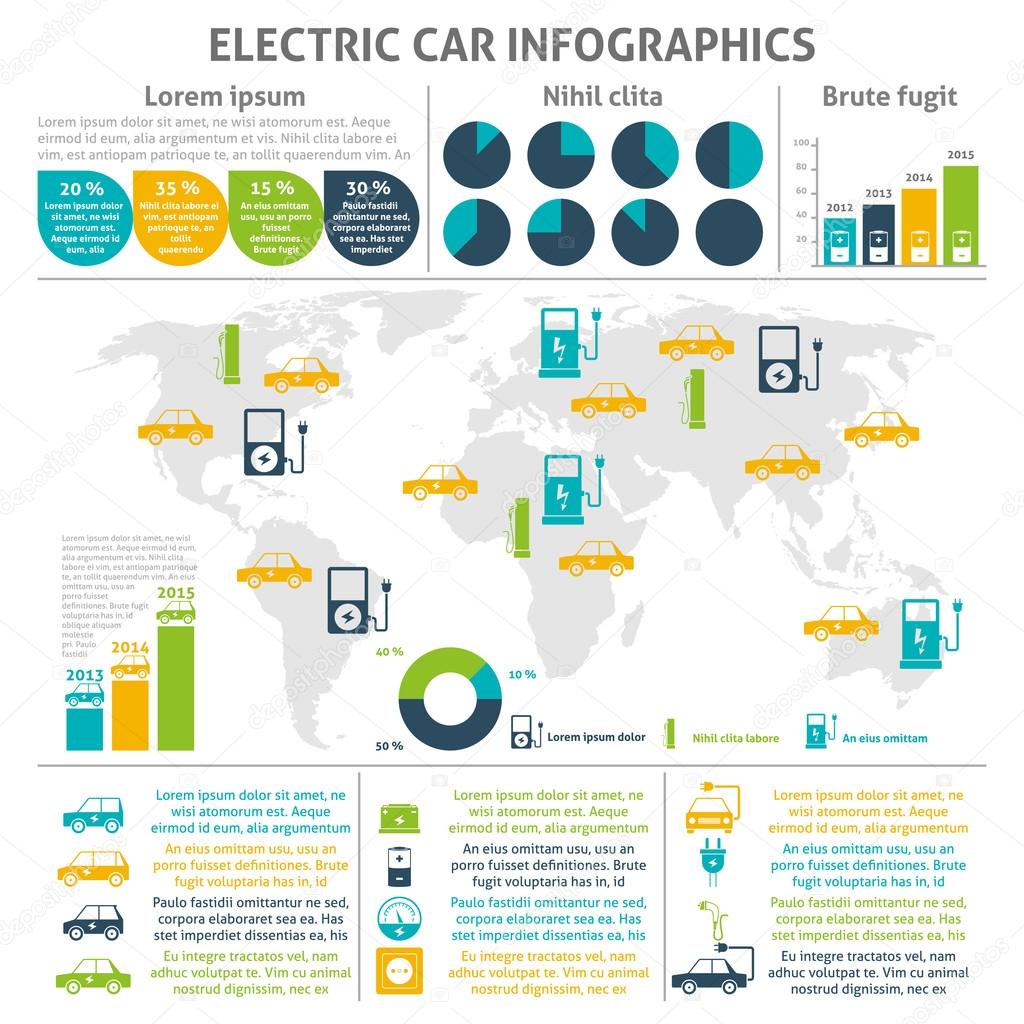 Electric Car Infographic Set 