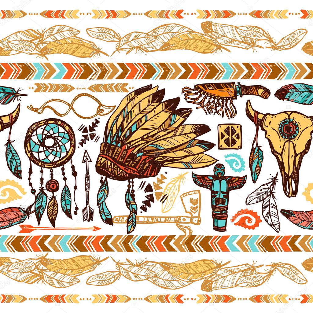 Native Americans Seamless Pattern