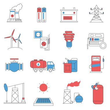 Enerji güç hattı Icons set 