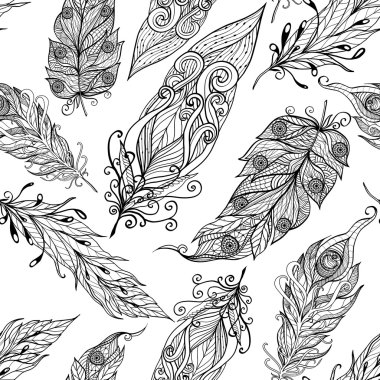  Tüy sorunsuz doodle siyah desen 