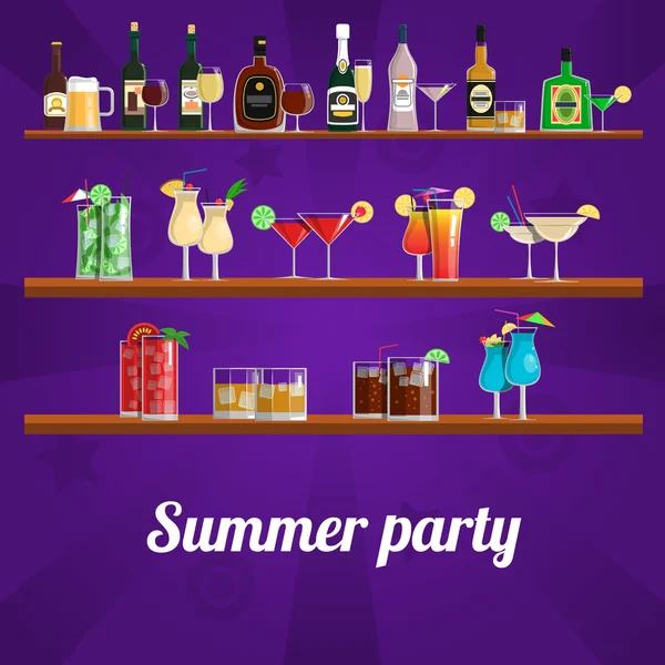 Summer Cocktail Party koncepcja — Wektor stockowy