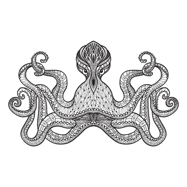 Doodle schets octopus zwarte lijn — Stockvector