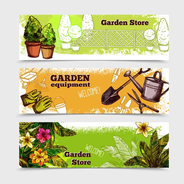 Conjunto de banner jardim — Vetor de Stock