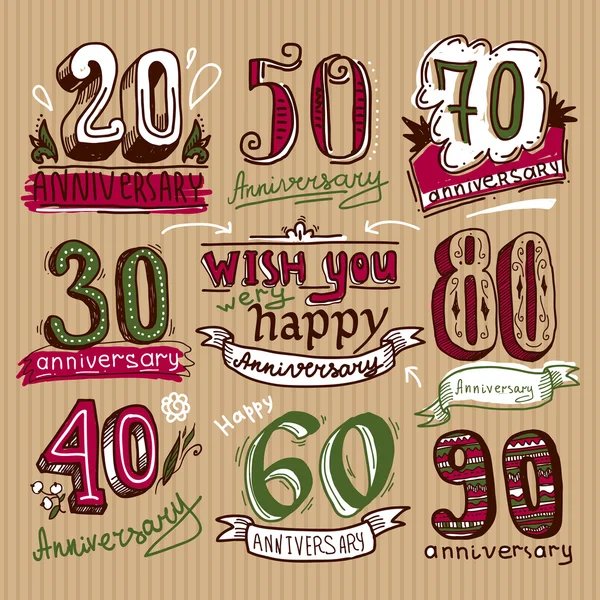 Anniversary signs set — Stock Vector