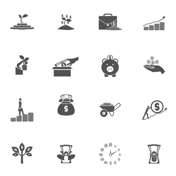 Investment Silhouette Icon Set — Stock Vector