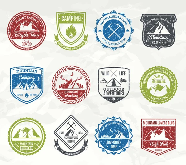 Mountain Adventure Stamps — Stock Vector