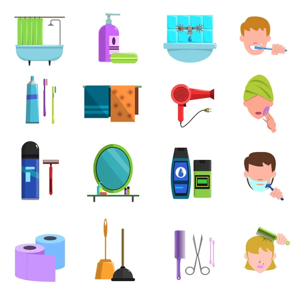 Conjunto de iconos planos de productos de cuidado personal — Archivo Imágenes Vectoriales