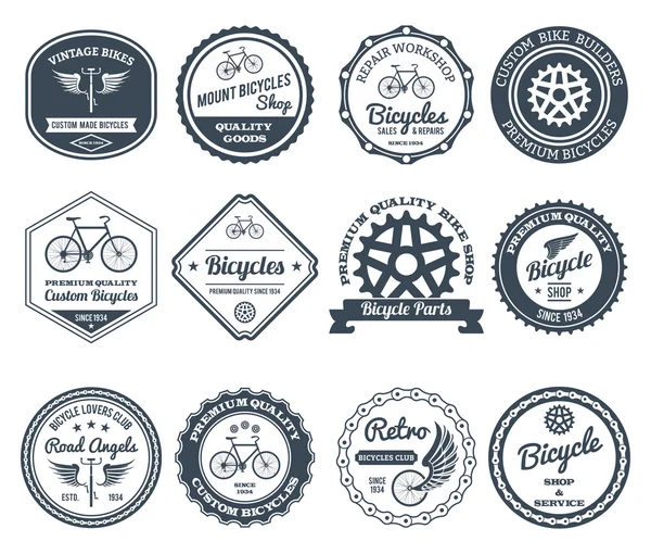 Cycling Emblems Black Set — Stock Vector