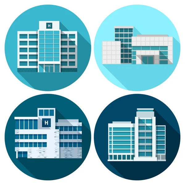 Hospital Buildings Flat — Stock Vector