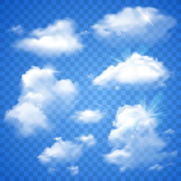 Nuvole trasparenti su blu — Vettoriale Stock
