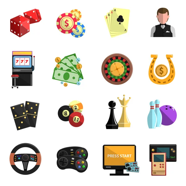 Juego de iconos planos de juegos de casino — Vector de stock