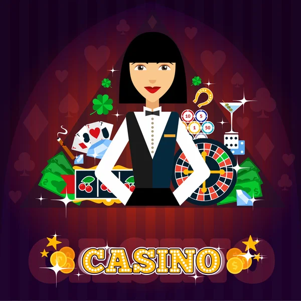 Casino Dealer Konzept — Stockvektor