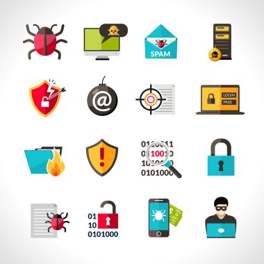 Cyber virüs Icons Set