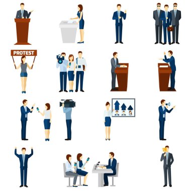 Siyaset düz Icons set