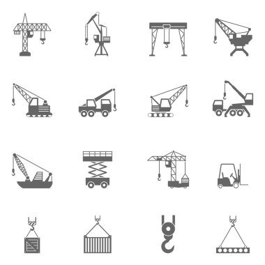 Bina İnşaatı vinç siyah Icons set