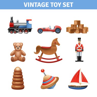 Vintage oyuncak Icons Set