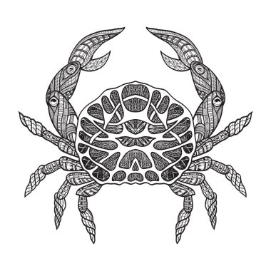 Doodle kroki Yengeç siyah çizgi