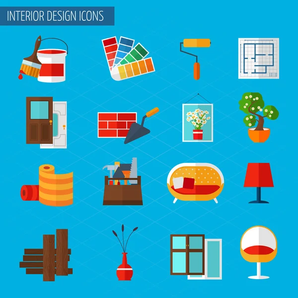 Interior Design Icons — Stok Vektör