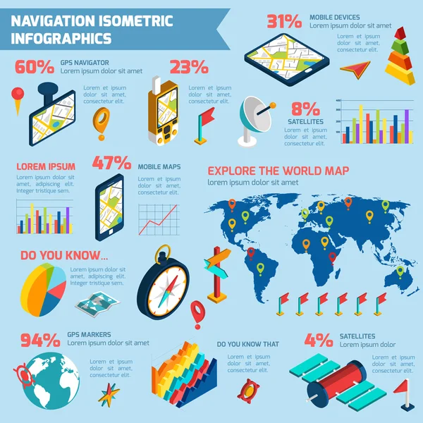 Navigation infographic isometric layout print — Stok Vektör