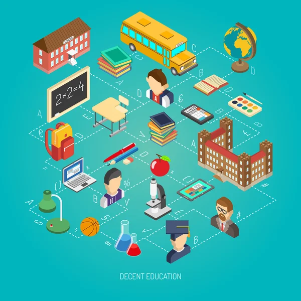 School isometric concept poster — Wektor stockowy