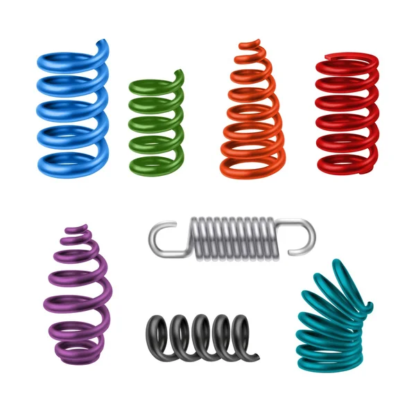 Realistic Metal Springs Colored — Stok Vektör