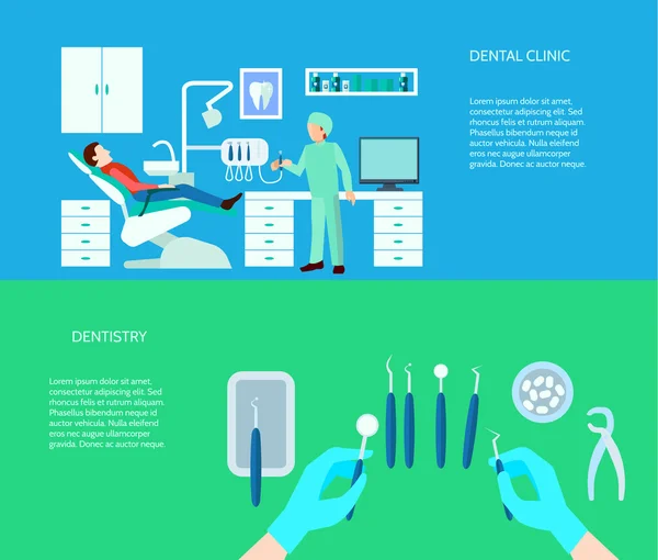 Ensemble de bannière de clinique dentaire — Image vectorielle