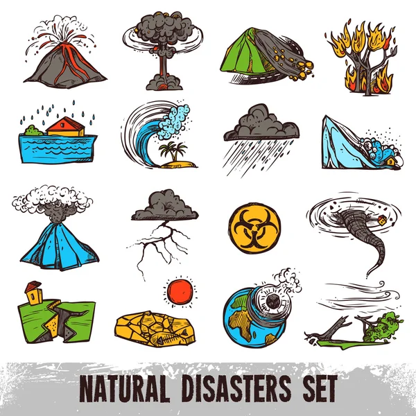Natural Disasters Color Set — Stock Vector