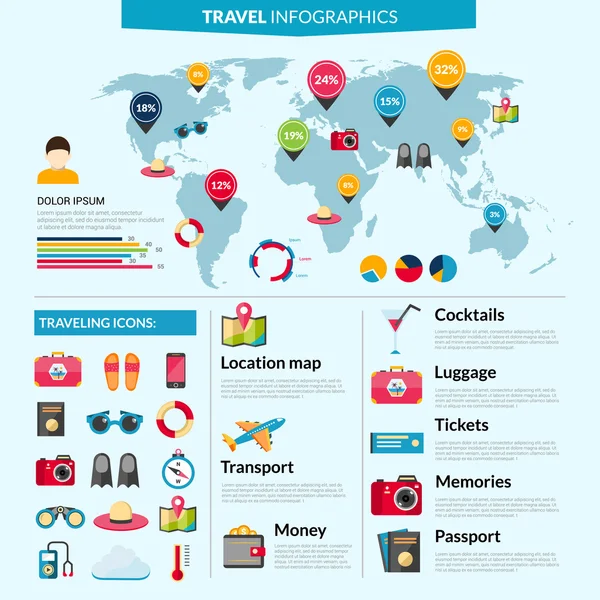 Reise-Infografiken eingestellt — Stockvektor