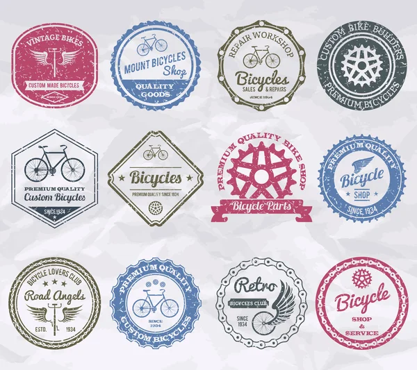 Cykling emblem frimärken — Stock vektor