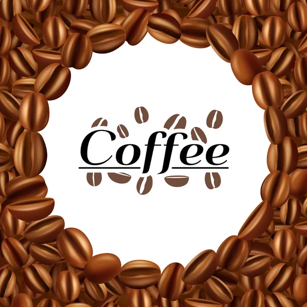 Coffee beans round frame background print — Stock Vector