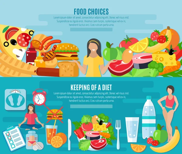Vikt lös diet plan banners set — Stock vektor