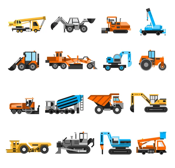 Conjunto de iconos de máquinas de construcción — Vector de stock