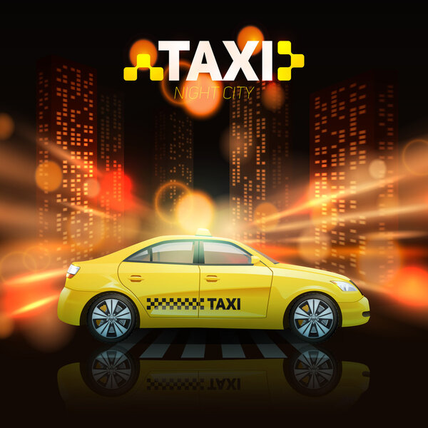 Taxi On City Background