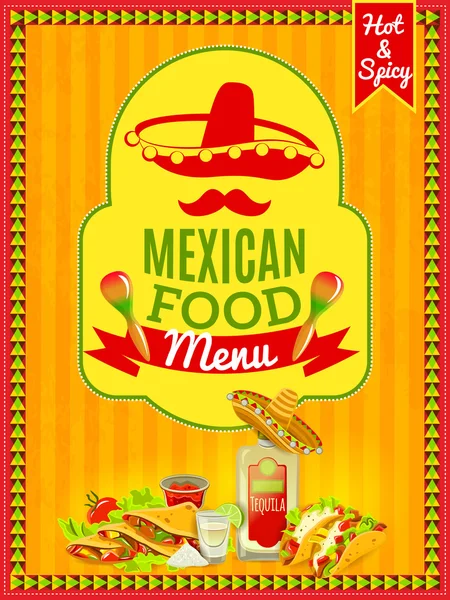 Póster de menú de comida mexicana — Vector de stock