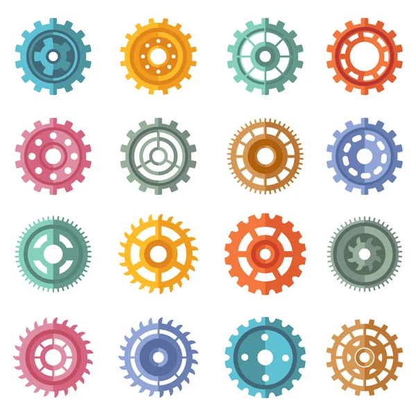 Various style color gears set — Stock Vector