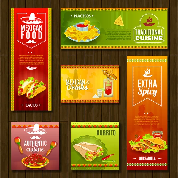 Conjunto de banner de comida mexicana —  Vetores de Stock