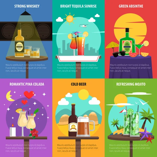 Ensemble d'affiches de cocktail — Image vectorielle
