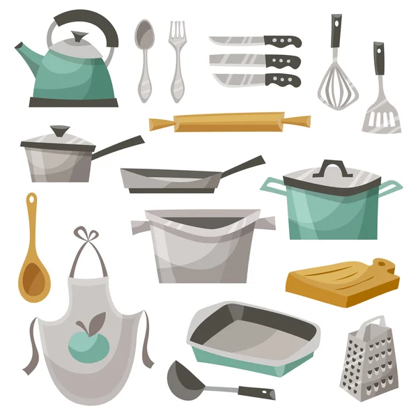 Cucina Stuff Icone Set — Vettoriale Stock