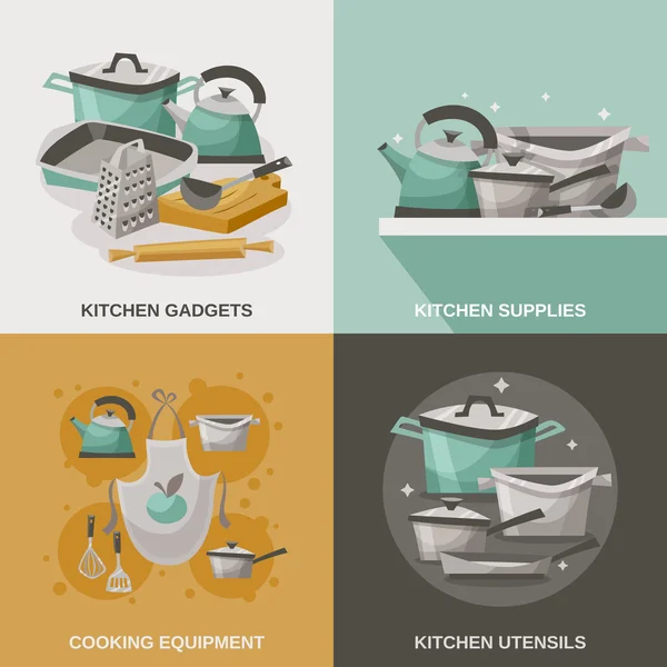 Set icone attrezzatura da cucina — Vettoriale Stock