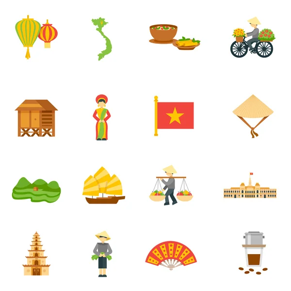 Vietnam Icons Set — Stock Vector