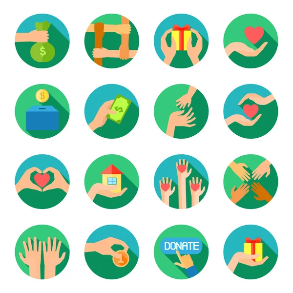 Long hands giving flat icons set — Stock Vector