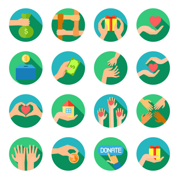 Длинные руки с плоскими иконками
