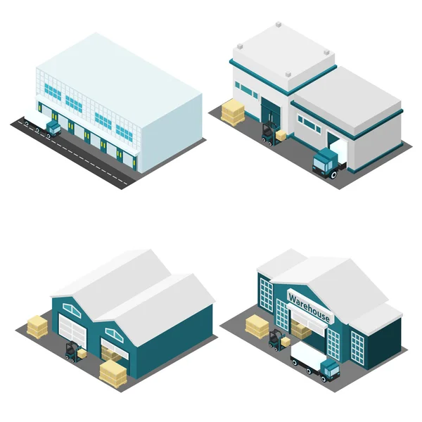 Skladiště Isometric Icons Set — Stockový vektor