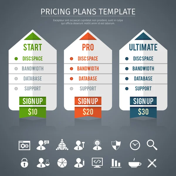 Plantilla del plan de precios — Archivo Imágenes Vectoriales